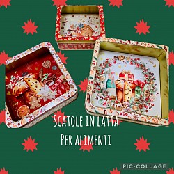 Scatole in latta per alimenti natale
